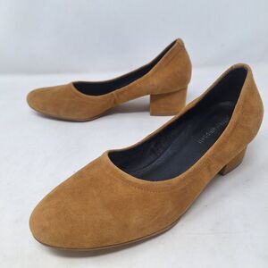 Jeffrey Campbell Tan Suede Block Heel Mary Jane Pumps Minimalist Size 7.5